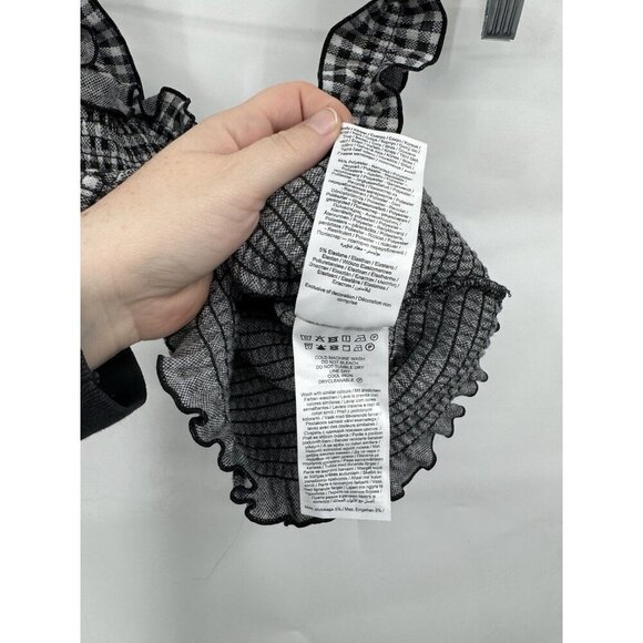 Vero Moda Vida Extra Cropped Top Women Small White Black Ruffle‎ Smocked - Picture 7 of 11